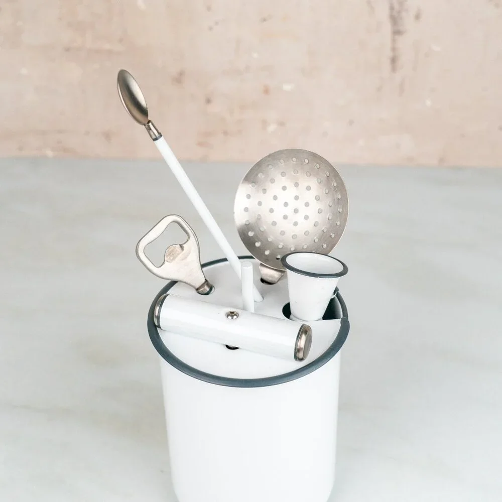 Williams Sonoma 7pc Bar Tool Set Powder Coated Enamel White
